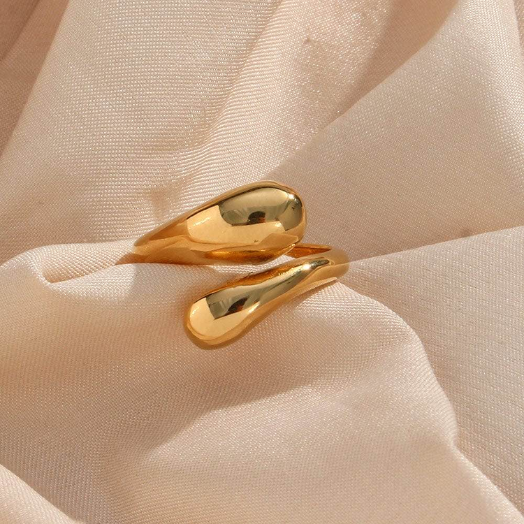 Women Fashion Snake Geomitric Gold Plates Rings 