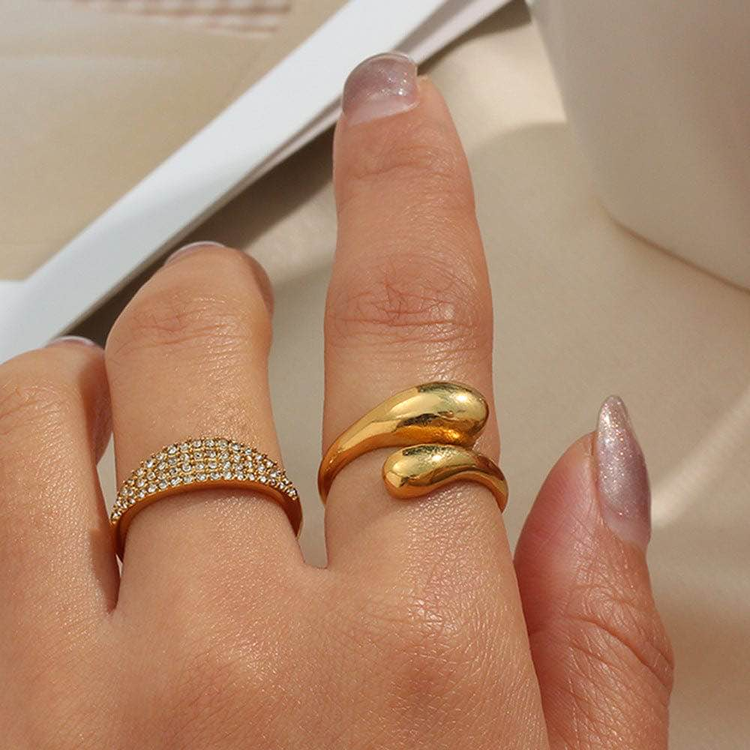 Women Fashion Snake Geomitric Gold Plates Rings 