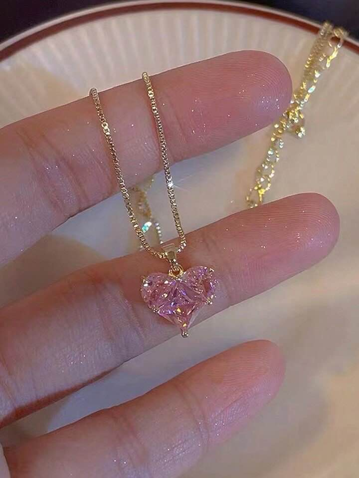 pink heart necklace